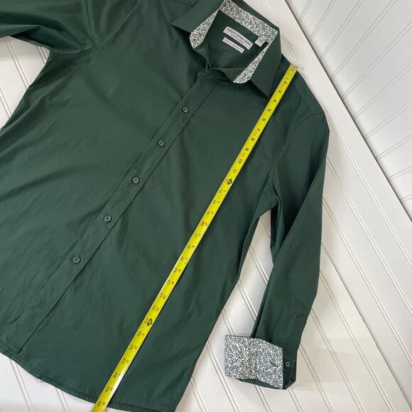 Nick Graham Everywhere Men’s Green Button Down Shirt Stretch Modern Fit Size L - Picture 5 of 6